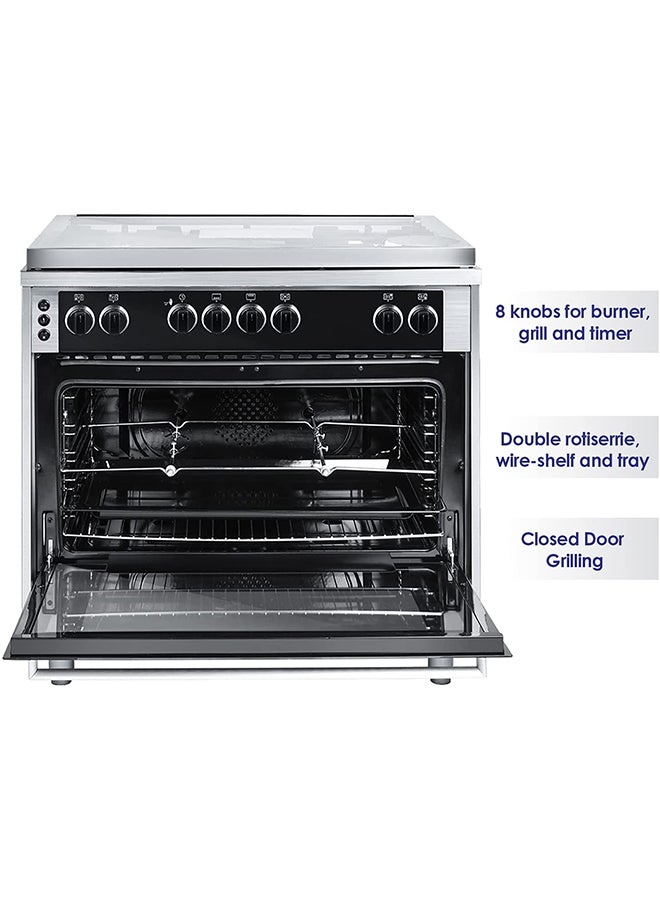 SUPER GENERAL 5 Burner Gas Cooker 90 x 60 cm  ,1 year Warranty SGC916FSBGOF Silver/Black  - Image 5