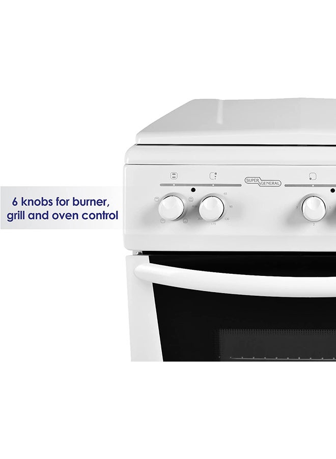 SUPER GENERAL 4 Hot Plate Electric Cooker 60 x 60 cm, Electric Oven with Splash Protection, 1 year warranty SGC6041BS White/Black  - Image 5