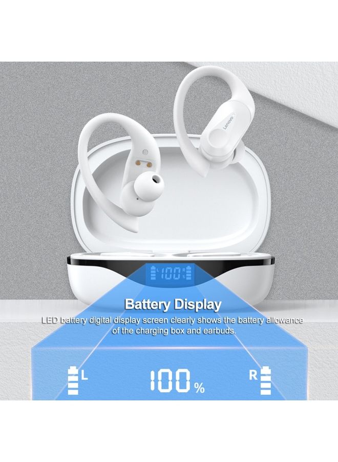 Lenovo LP75 True Wireless Headphones With Mic Ear-hook Sports Headset Sweatproof Earphone In-Ear BT5.3 Earbuds White  - Image 4