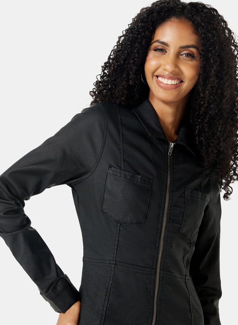 NOISY MAY - Zipped Mini Dress Black - Image 1