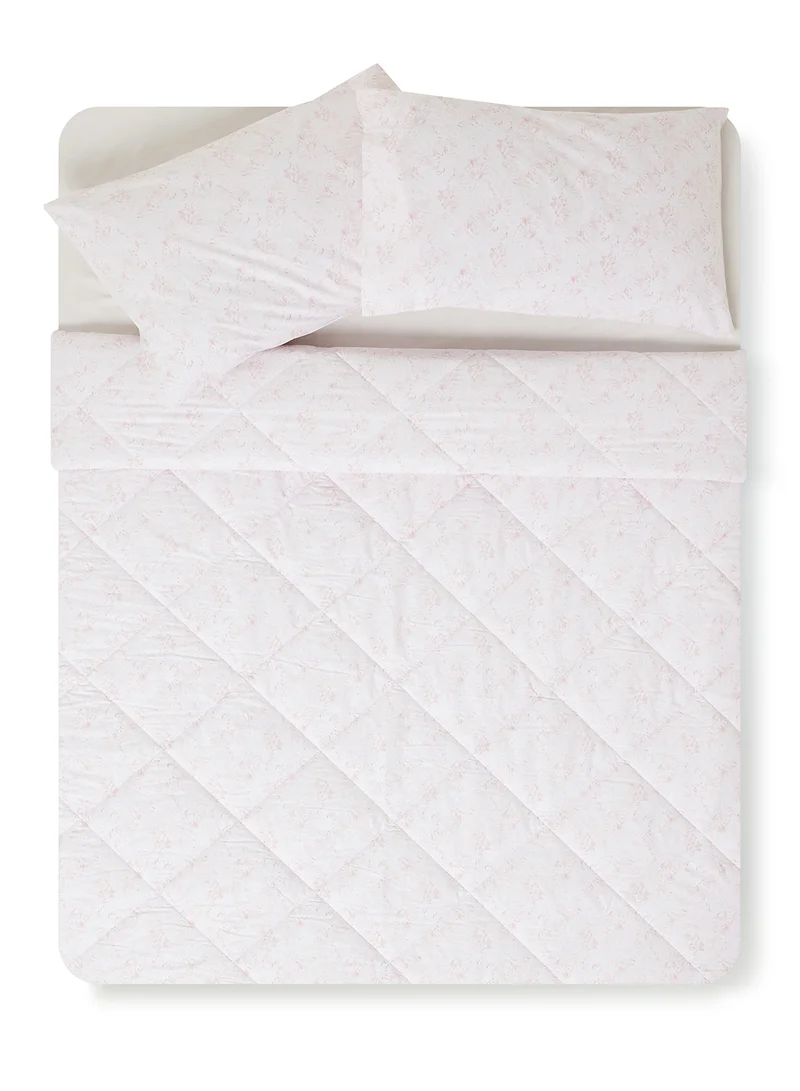 Noon East Comforter Set With Pillow Cover - For King Size Mattress - 100% Cotton Printed Springfield - Sleep Well Lightweight And Warm Bed Linen- Springfield Rose 240X200cm +Pillow Cover 50X75cm