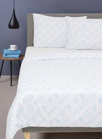 Noon East Duvet Cover Set - With 1 Duvet Cover 160X200 Cm And 2 Pillow Cover 50X75 Cm - For Twin Size Mattress - 100% Cotton Percale 180 Thread Count Blue Twin none