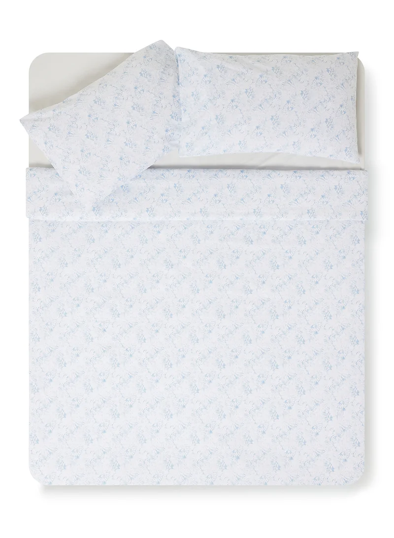 ايست من نون Duvet Cover Set - With 1 Duvet Cover 160X200 Cm And 2 Pillow Cover 50X75 Cm - For Twin Size Mattress - 100% Cotton Percale 180 Thread Count Blue Twin none