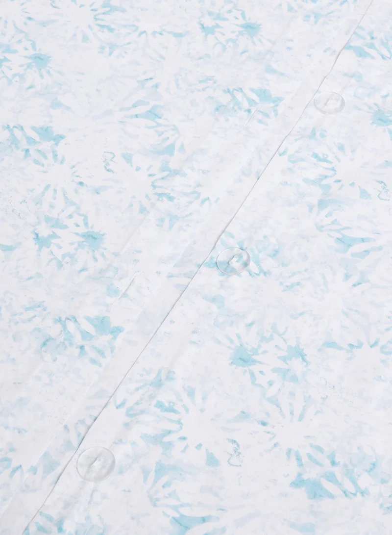 ايست من نون Duvet Cover Set - With 1 Duvet Cover 160X200 Cm And 2 Pillow Cover 50X75 Cm - For Twin Size Mattress - 100% Cotton Percale 180 Thread Count Blue Twin none