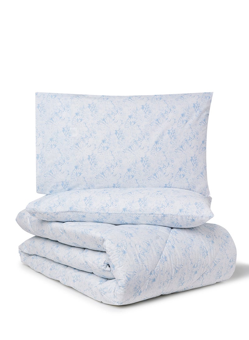 Noon East Comforter Set With Pillow Cover 50X75 Cm, Comforter 240X200 Cm - For Queen Size Mattress - Springfield Pearl Blue 100% Cotton Sleep Well Lightweight And Warm Bed Linen Springfield Pearl Blue  - Image 2