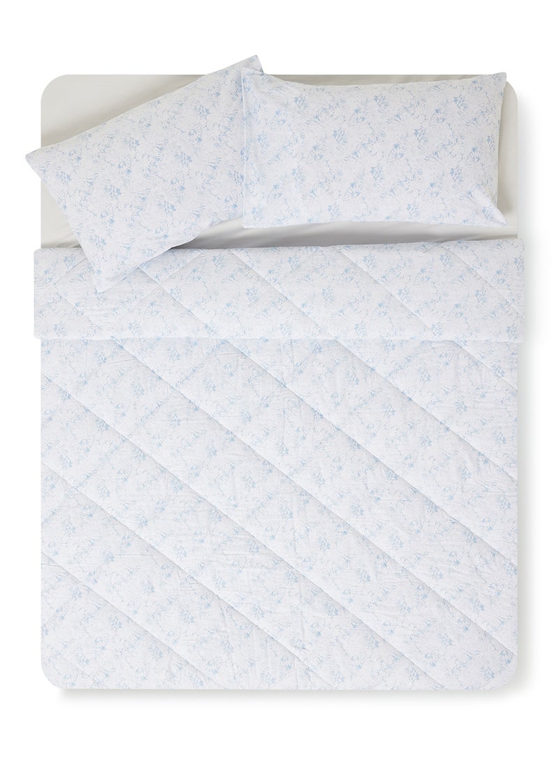 Noon East Comforter Set With Pillow Cover 50X75 Cm, Comforter 240X200 Cm - For Queen Size Mattress - Springfield Pearl Blue 100% Cotton Sleep Well Lightweight And Warm Bed Linen Springfield Pearl Blue  - Image 4