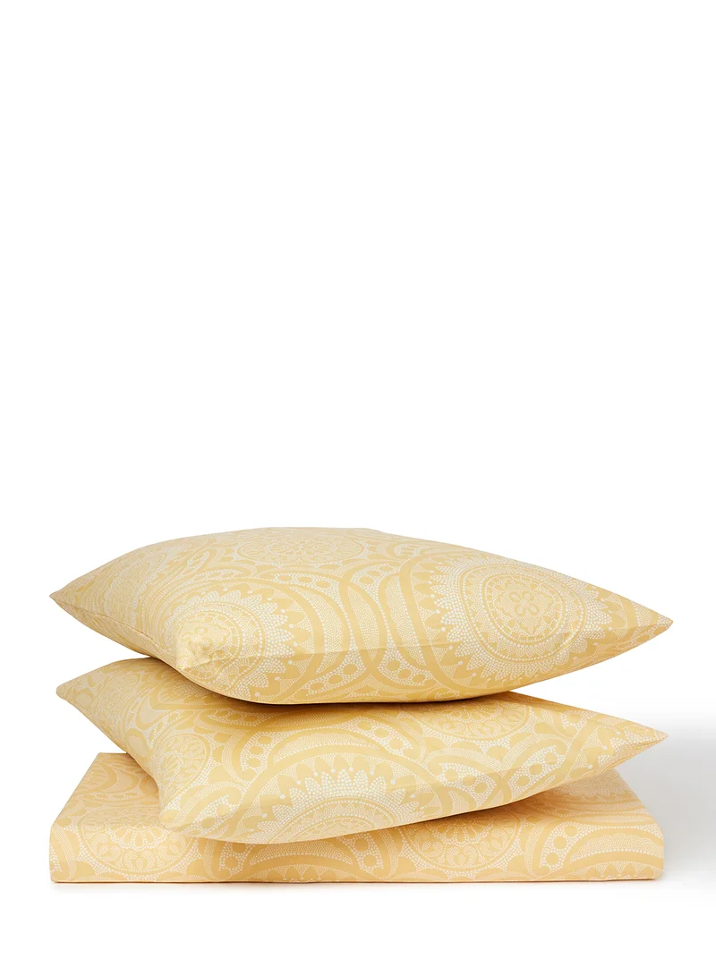 ايست من نون Duvet Cover Set - With 1 Duvet Cover 160X200 Cm And 2 Pillow Cover 50X75 Cm - For Twin Size Mattress - Granada Gold 100% Cotton Percale 180 Thread Count Gold Twin none
