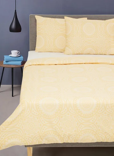 Noon East Duvet Cover Set - With 1 Duvet Cover 160X200 Cm And 2 Pillow Cover 50X75 Cm - For Twin Size Mattress - Granada Gold 100% Cotton Percale 180 Thread Count Gold Twin none