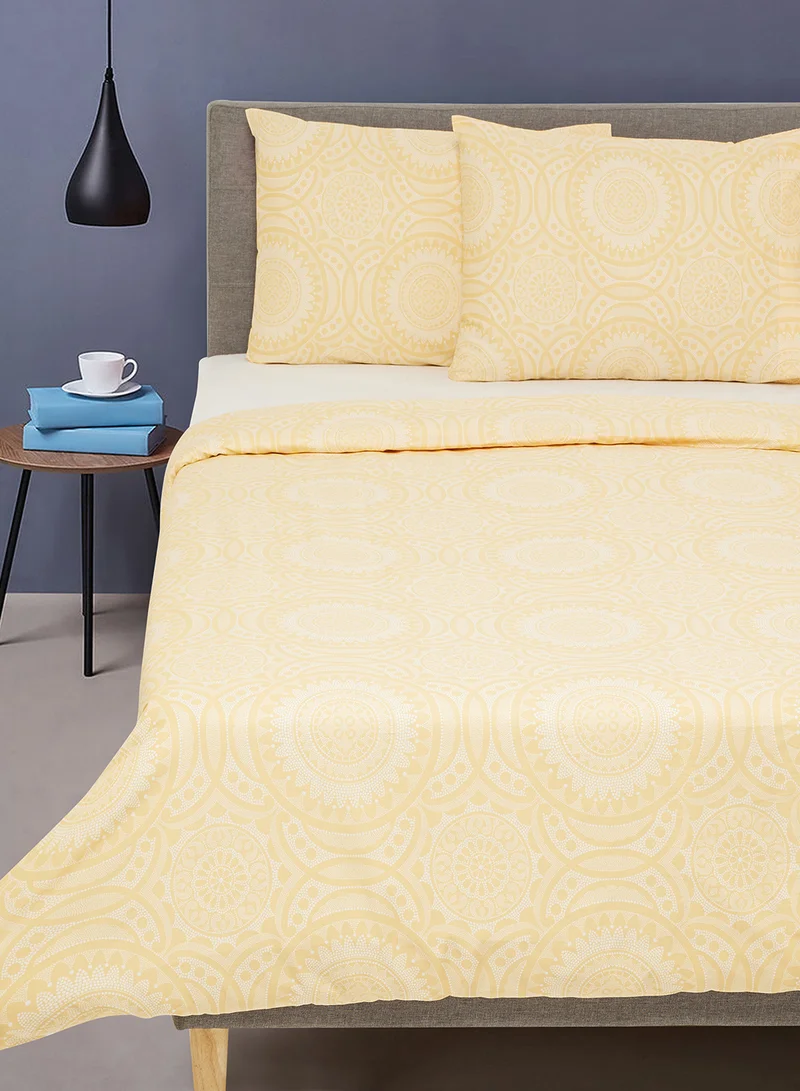 ايست من نون Duvet Cover Set - With 1 Duvet Cover 160X200 Cm And 2 Pillow Cover 50X75 Cm - For Twin Size Mattress - Granada Gold 100% Cotton Percale 180 Thread Count Gold Twin none