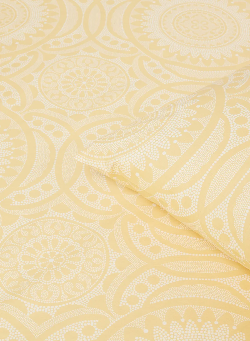 ايست من نون Duvet Cover Set - With 1 Duvet Cover 160X200 Cm And 2 Pillow Cover 50X75 Cm - For Twin Size Mattress - Granada Gold 100% Cotton Percale 180 Thread Count Gold Twin none