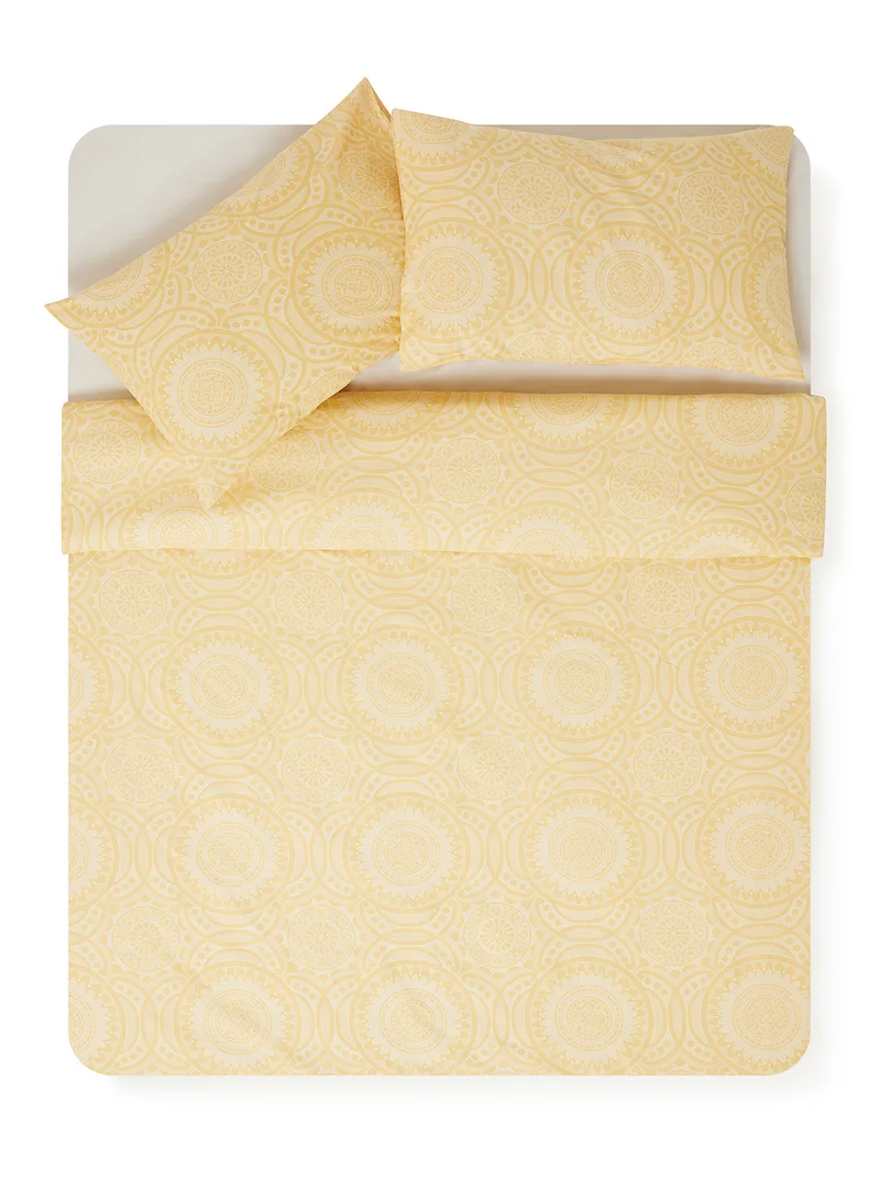 ايست من نون Duvet Cover Set - With 1 Duvet Cover 160X200 Cm And 2 Pillow Cover 50X75 Cm - For Twin Size Mattress - Granada Gold 100% Cotton Percale 180 Thread Count Gold Twin none