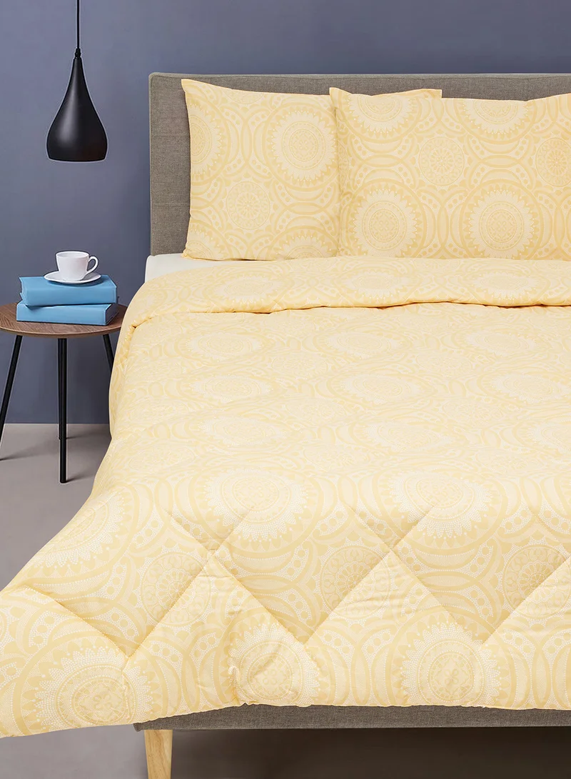 Noon East Comforter Set With Pillow Cover - For Queen Size Mattress - 100% Cotton Granada - Sleep Well Lightweight And Warm Bed Linen - Granada Gold 160X220cm +Pillow Cover 50X75cm