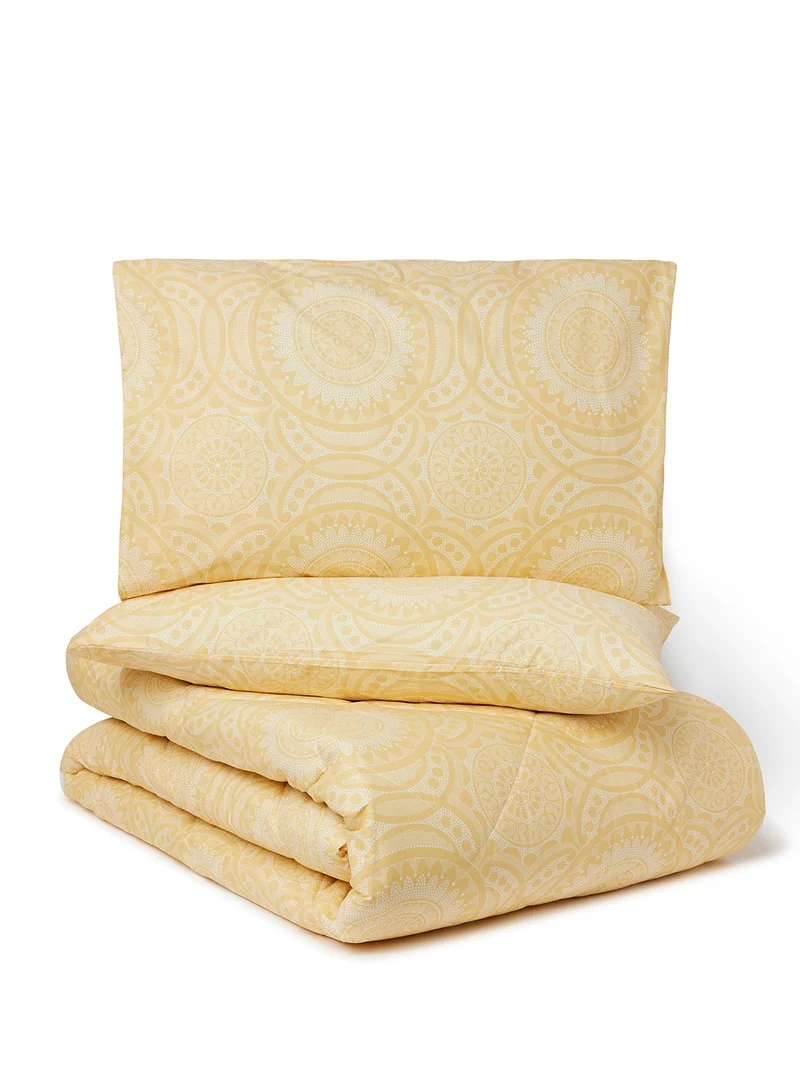 Noon East Comforter Set With Pillow Cover - For Queen Size Mattress - 100% Cotton Granada - Sleep Well Lightweight And Warm Bed Linen - Granada Gold 160X220cm +Pillow Cover 50X75cm