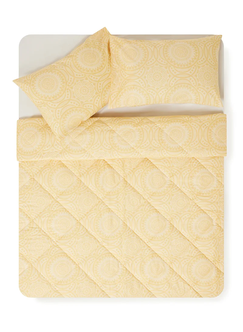 Noon East Comforter Set With Pillow Cover - For Queen Size Mattress - 100% Cotton Granada - Sleep Well Lightweight And Warm Bed Linen - Granada Gold 160X220cm +Pillow Cover 50X75cm