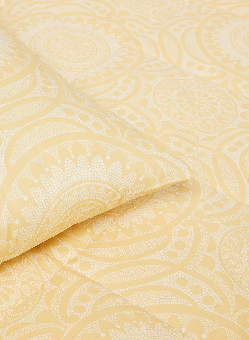 Noon East Comforter Set With Pillow Cover - For Queen Size Mattress - 100% Cotton Granada - Sleep Well Lightweight And Warm Bed Linen - Granada Gold 160X220cm +Pillow Cover 50X75cm