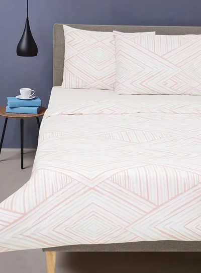 Noon East Duvet Cover Set - With 1 Duvet Cover 160X200 Cm And 2 Pillow Cover 50X75 Cm - For Twin Size Mattress - Red/Grey/White 100% Cotton Percale 180 Thread Count Red/Grey/White Twin none