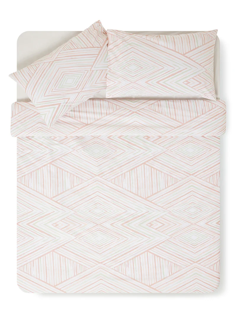 Noon East Duvet Cover Set - With 1 Duvet Cover 160X200 Cm And 2 Pillow Cover 50X75 Cm - For Twin Size Mattress - Red/Grey/White 100% Cotton Percale 180 Thread Count Red/Grey/White Twin none
