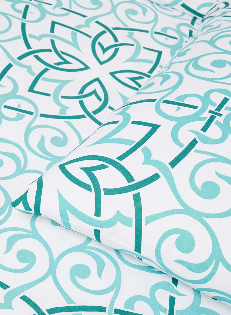 Noon East Duvet Cover Set - With 1 Duvet Cover 160X200 Cm And 2 Pillow Cover 50X75 Cm - For Twin Size Mattress - Mint Green/Blue 100% Cotton Percale 180 Thread Count Mint Green/Blue Twin