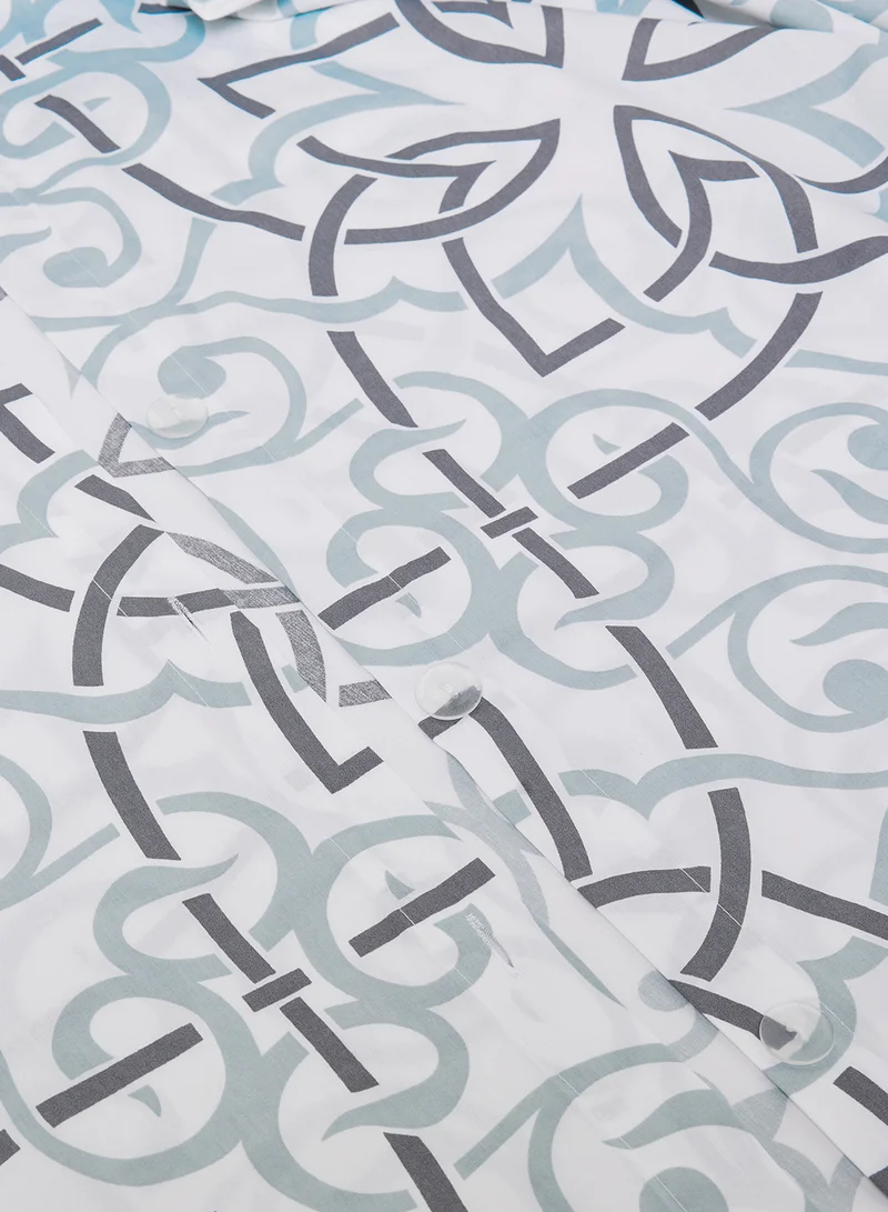 Noon East Duvet Cover Set - With 1 Duvet Cover 160X200 Cm And 2 Pillow Cover 50X75 Cm - For Twin Size Mattress - 100% Cotton Percale 180 Thread Count White/Grey Twin