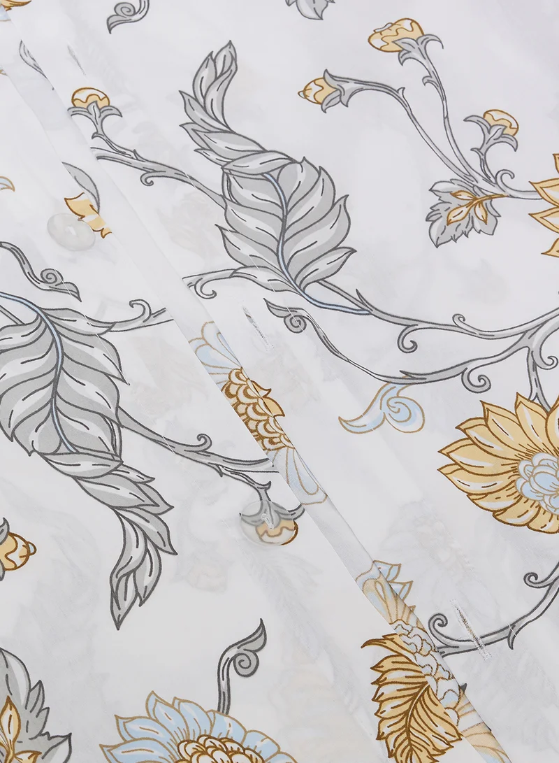 Noon East Duvet Cover Set- With 1 Duvet Cover 160X200 Cm And 2 Pillow Cover 50X75 Cm - For Twin Size Mattress - White/Grey/Yellow 100% Cotton Percale 180 Thread Count White/Grey/Yellow Twin