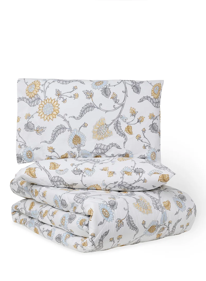 Noon East Comforter Set With Pillow Cover 50X75 Cm, Comforter 160X220 Cm - For Queen Size Mattress - Yellow 100% Cotton Sleep Well Lightweight And Warm Bed Linen Yellow