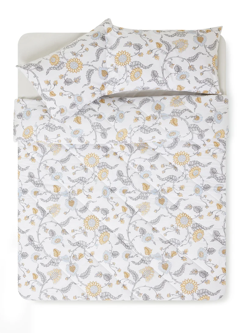 Noon East Comforter Set With Pillow Cover 50X75 Cm, Comforter 160X220 Cm - For Queen Size Mattress - Yellow 100% Cotton Sleep Well Lightweight And Warm Bed Linen Yellow