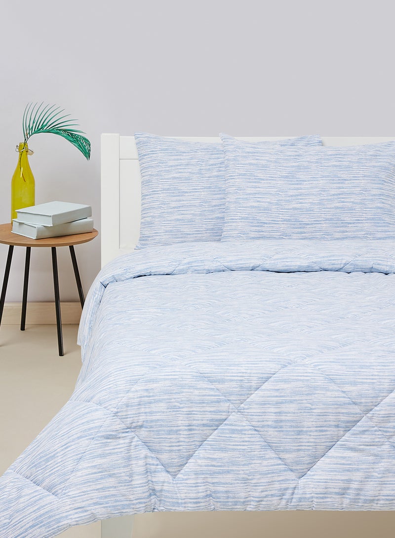 Amal 3 Pieces Comforter Set King Size All Season Everyday Use Bedding Set 100% Cotton 1 Comforter 200x240cm, 2 Pillow Covers 50x75cm Cotton Pearl Blue - Image 1