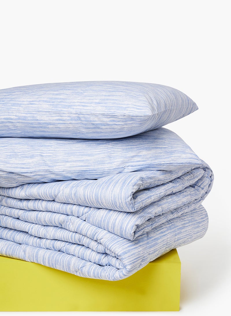 Amal 3 Pieces Comforter Set King Size All Season Everyday Use Bedding Set 100% Cotton 1 Comforter 200x240cm, 2 Pillow Covers 50x75cm Cotton Pearl Blue - Image 2