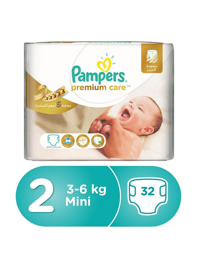 Pampers Premium Care Mini Diapers, Carry Pack, Size 2 (3-6 kg), 32 Count 