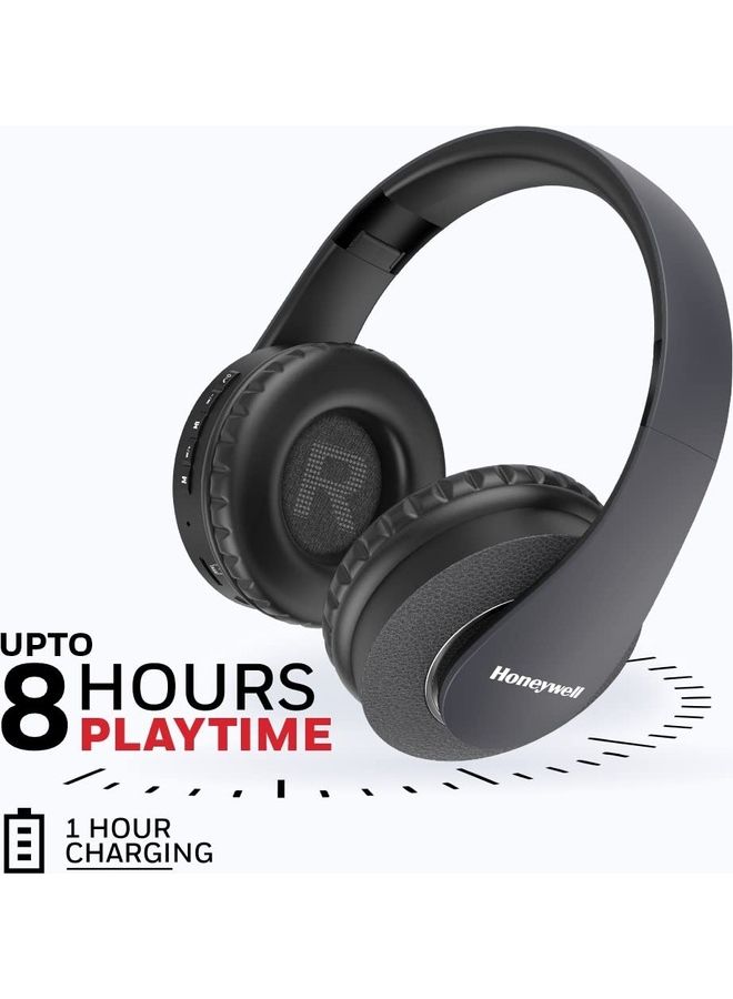 Honeywell Suono P20 Bluetooth V5.0 Wireless Over Ear Headphone with mic, Upto 8H Playtime, 40mm Drivers, Padded Ear Cushions, Integrated Controls, Deep Bass, IPX4, 3.5mm AUX, Voice Assistant enabled Charcoal grey  - Image 2