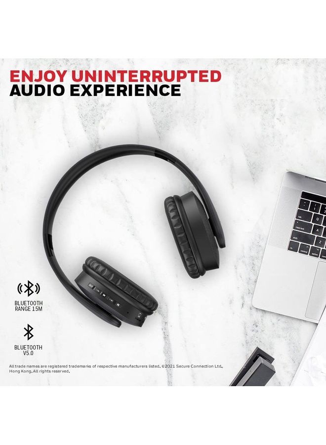 Honeywell Suono P20 Bluetooth V5.0 Wireless Over Ear Headphone with mic, Upto 8H Playtime, 40mm Drivers, Padded Ear Cushions, Integrated Controls, Deep Bass, IPX4, 3.5mm AUX, Voice Assistant enabled Charcoal grey  - Image 3