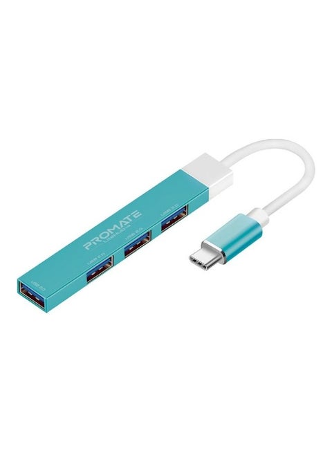 محول 4 في 1 بمنفذ USB-C للشحن/ المزامنة مع محول بمنفذ  USB-A أزرق
