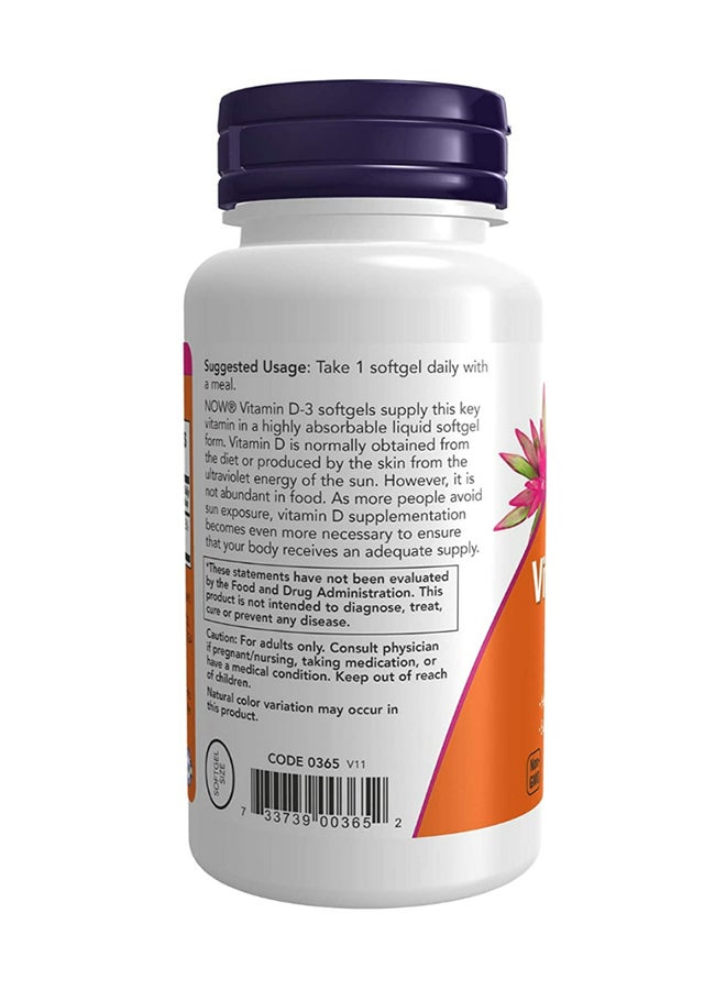 Now Foods - High Potency Vitamin D-3 1000 IU Dietary Supplement - 180 Softgels - Image 1