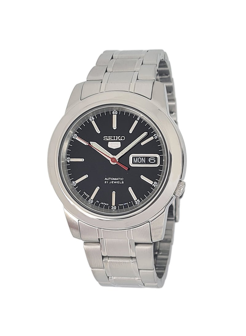 Men's Round Shape Stainless Steel Analog Wrist Watch - Silver - SNKE53J