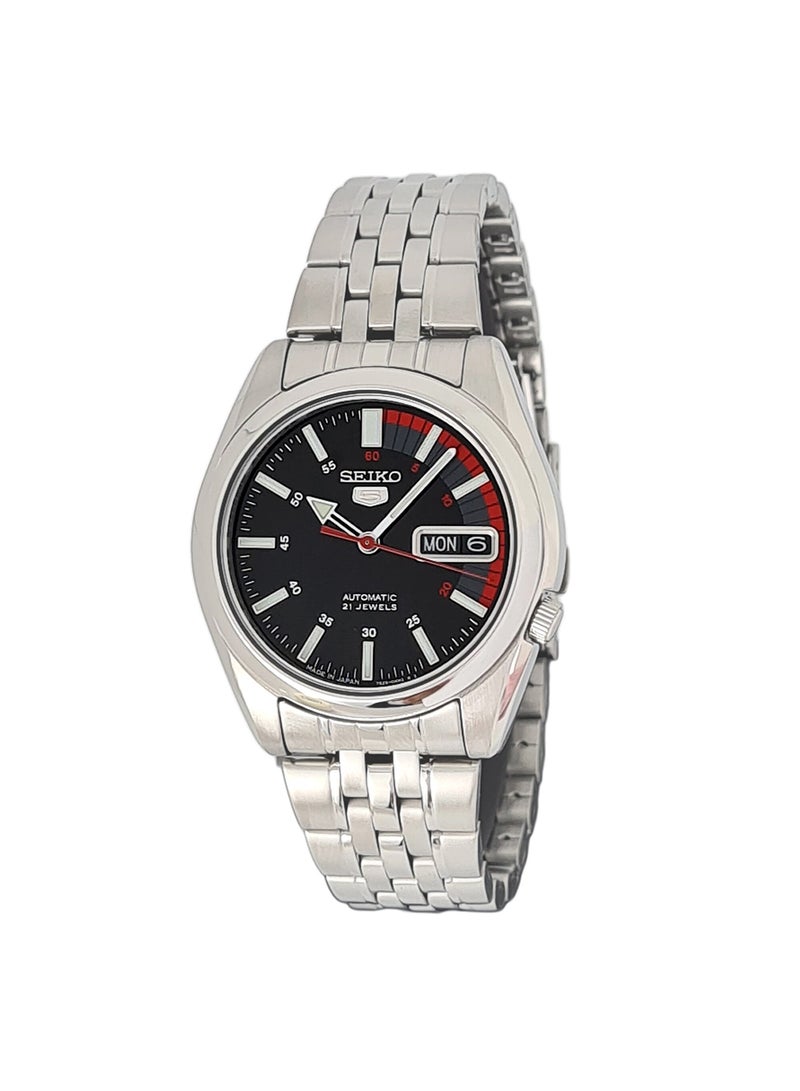 Seiko Men's Series 5 Round Shape Stainless Steel Analog Wrist Watch 36 mm - Silver - SNK375J1  - Image 1