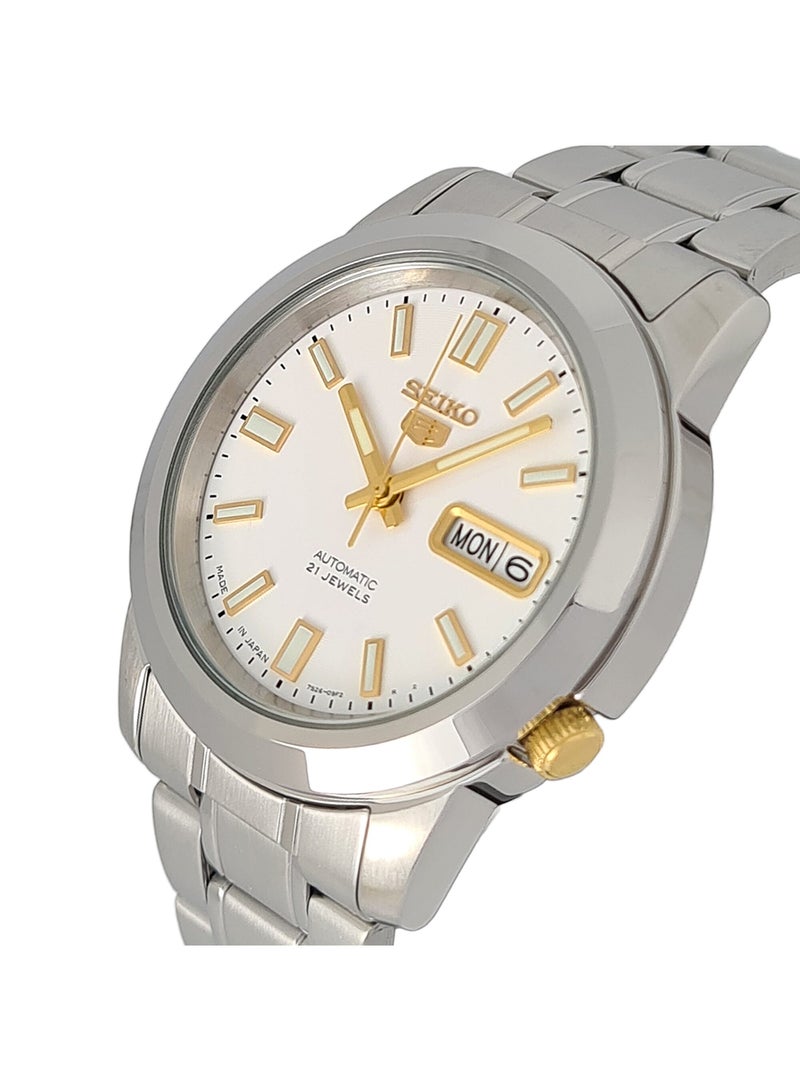 Seiko - Men's Round Shape Stainless Steel Analog Wrist Watch - Silver - SNKK07J1 - Image 1