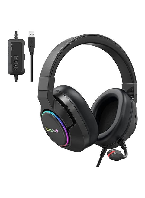Tronsmart Sparkle PC Gaming Headset USB PS4 Surround Sound 7.1 for Gaming Microphone Noise Cancelling LED Lights/Mute Control/Soft Pads Micro Gaming Headset for Nintendo Switch, Playstation 4, iMac