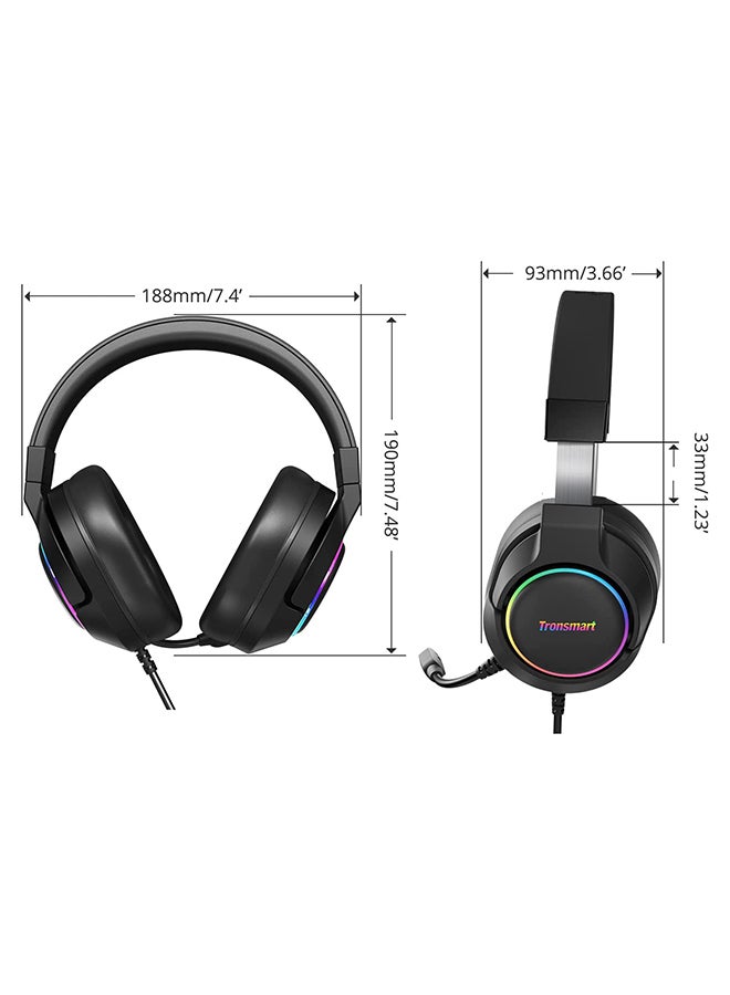 Tronsmart Sparkle PC Gaming Headset USB PS4 Surround Sound 7.1 for Gaming Microphone Noise Cancelling LED Lights/Mute Control/Soft Pads Micro Gaming Headset for Nintendo Switch, Playstation 4, iMac