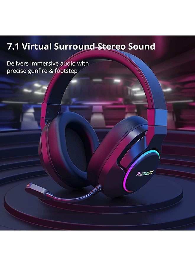 Tronsmart Sparkle PC Gaming Headset USB PS4 Surround Sound 7.1 for Gaming Microphone Noise Cancelling LED Lights/Mute Control/Soft Pads Micro Gaming Headset for Nintendo Switch, Playstation 4, iMac