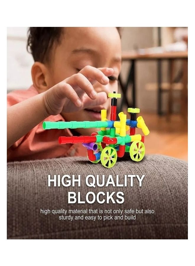 فاشون هوم ألعاب تعليمية إبداعية للأطفال مكونة من 76 قطعة من مكعبات البناء المصنوعة من الأنابيب - Image 2