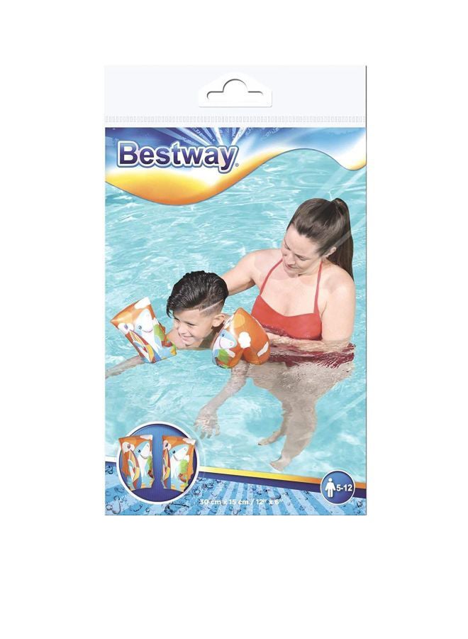 Bestway Shark-Printed Inflatable Armfloats 15x30cm - Image 1