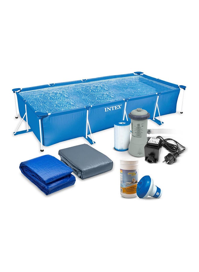 INTEX Superior Strength And Longer Durability Sturdy Rectangular Unisex Frame Swimming Pool Blue with Filter Pump Model 28274 Summer Fun Water Play 450x220x84cm  - Image 4