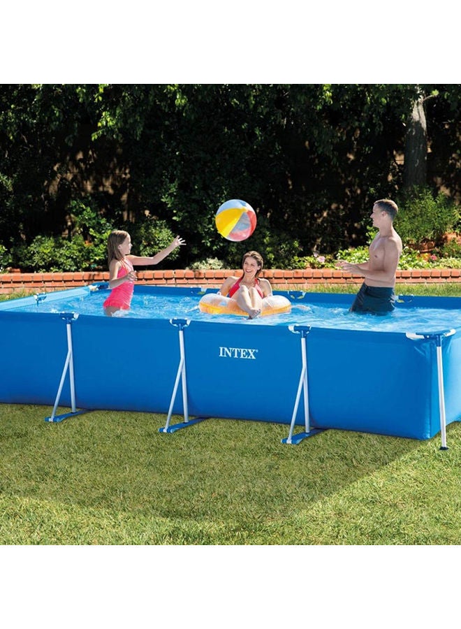 INTEX Superior Strength And Longer Durability Sturdy Rectangular Unisex Frame Swimming Pool Blue with Filter Pump Model 28274 Summer Fun Water Play 450x220x84cm  - Image 2