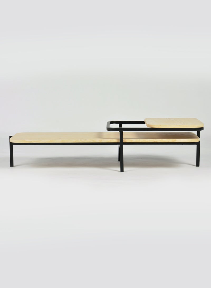 Switch Kellen Rectangular Beige Coffee Table with Wood Top Metal Legs 123x48x30 cm for Laptop use/decorative Item for Ideal for use as a centerpiece Natural 123x48x30cm  - Image 1