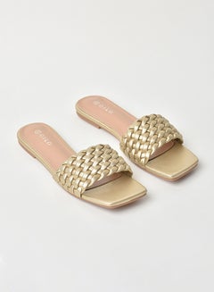 Slip-On Detail Flat Sandals Gold
