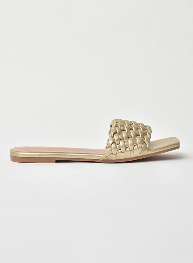 Aila - Slip-On Detail Flat Sandals Gold - Image 1