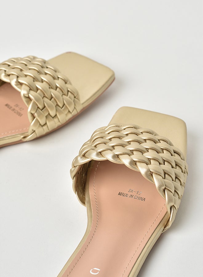 Aila - Slip-On Detail Flat Sandals Gold - Image 1