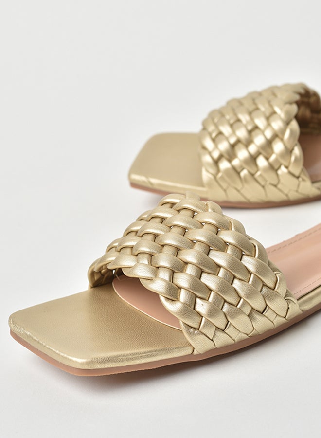 Aila - Slip-On Detail Flat Sandals Gold - Image 1