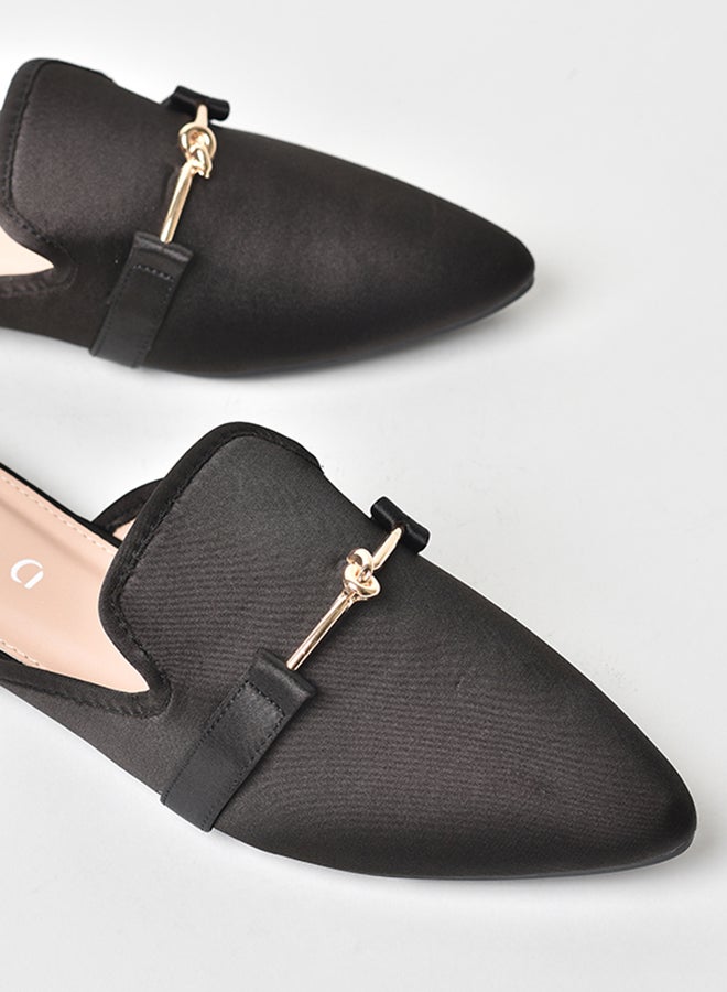 آيلا صندل مسطح مزين بدون رباط أسود - Image 3