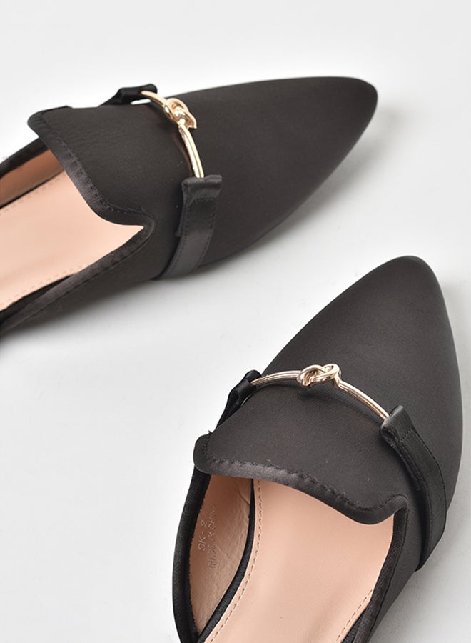 آيلا صندل مسطح مزين بدون رباط أسود - Image 4